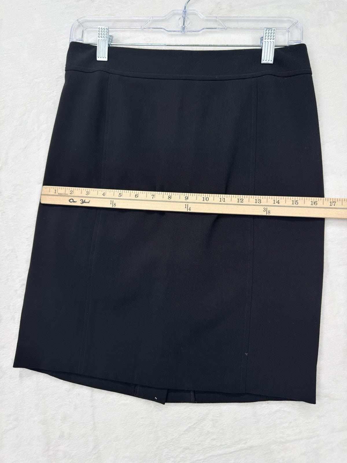 Ann Taylor Loft Ponte Skirt 4 Petite Black Knit Pencil Knee Length Womens 4P