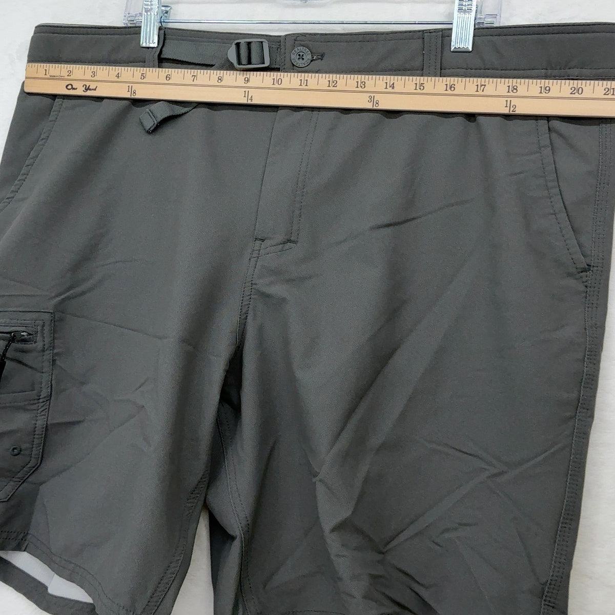 Realtree Fishing Cargo Shorts XL 40 42 Mens Gray Belted 9” Nylon Stretch