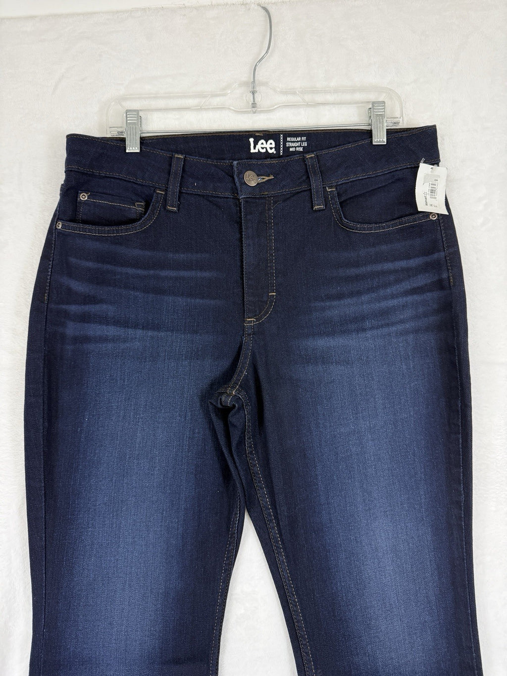 New Lee Jeans 14 Petite Straight Leg Mid Rise Dark Blue Deep Rinse Women 14p