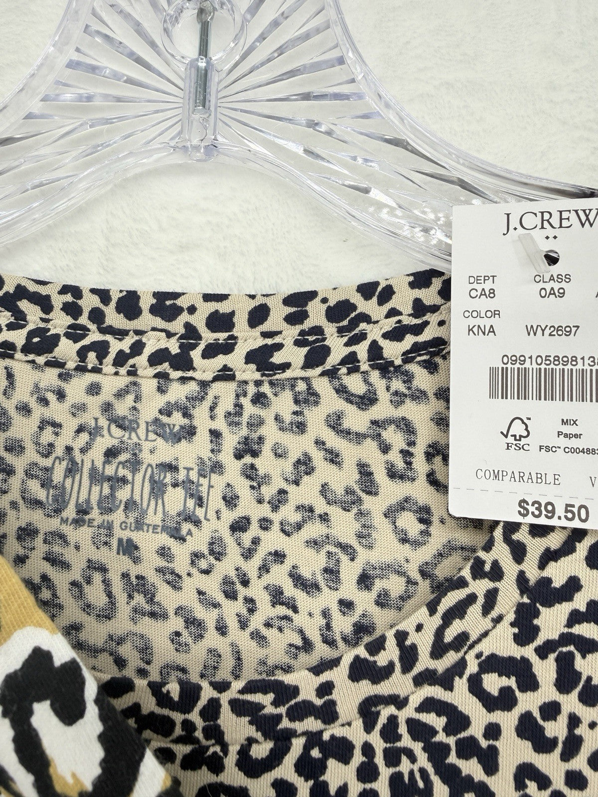 J Crew Top Women Medium Collector Tee Lot Cheetah Leopard Print Short Sleeve New