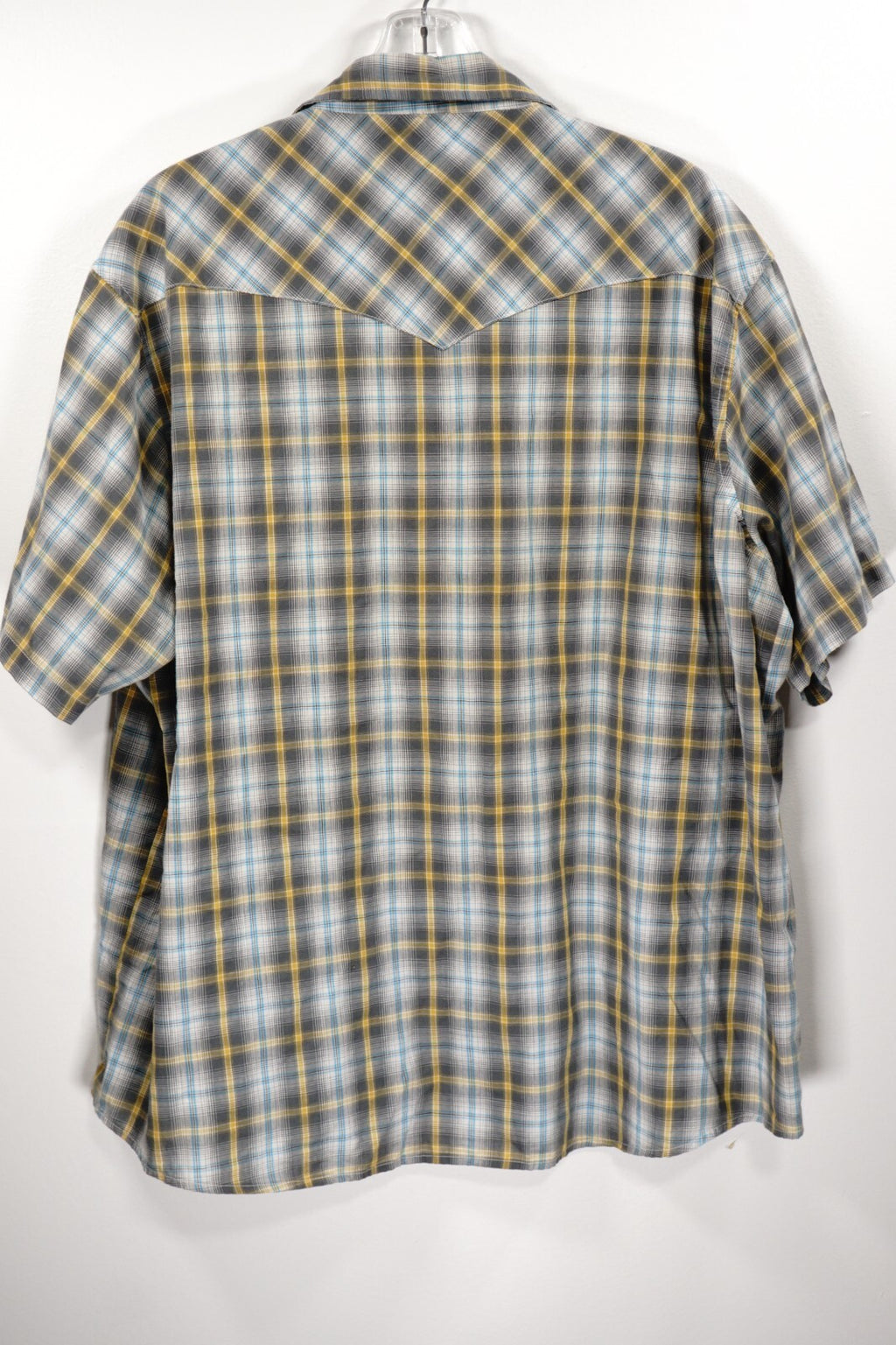 Vintage Wrangler Pearl Snap Plaid Shirt Cowboy Short Sleeve Mens 2XL XXL