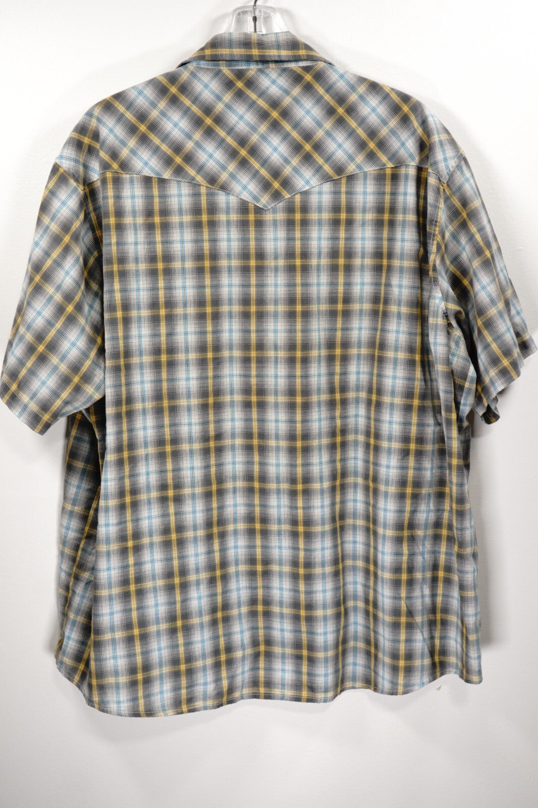 Vintage Wrangler Pearl Snap Plaid Shirt Cowboy Short Sleeve Mens 2XL XXL