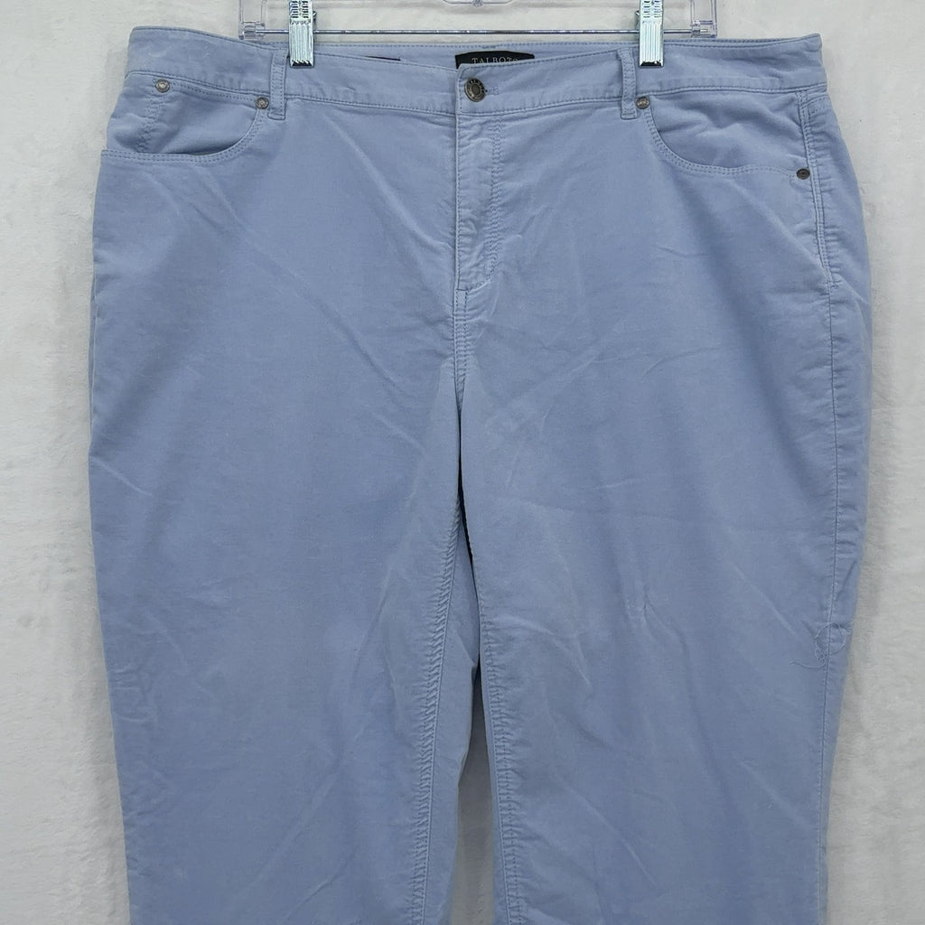 Talbots Velveteen Straight Leg Pants 18W Womens Light Blue Plus Size