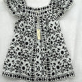 Max Studio London Top XS Flutter Sleeve White Black Floral Embroidered New NWT