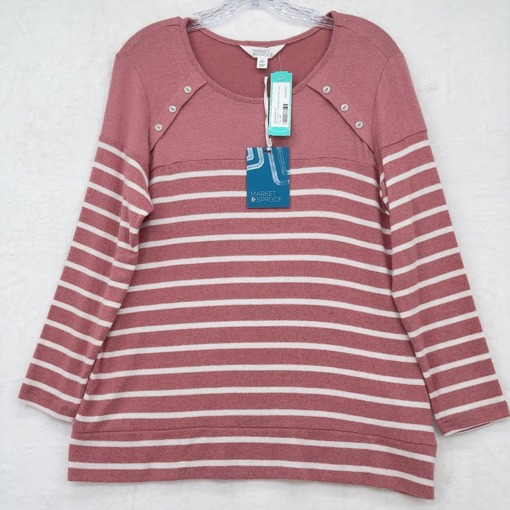 Stitch Fix Top Medium Petite Market & Spruce Pink Brushed Knit Womens New NWT