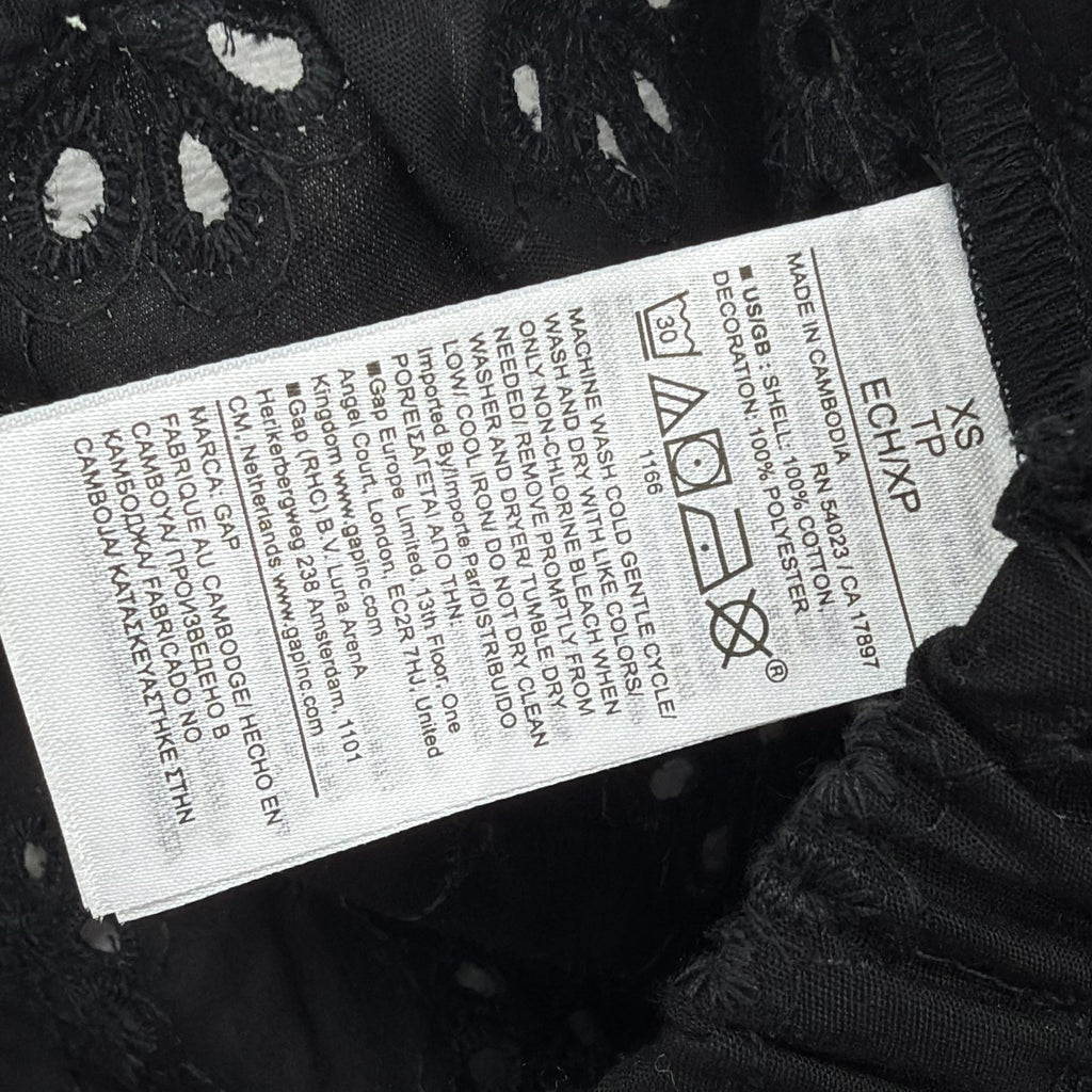 Gap Body XS Pajama Shorts Womens Black Eyelet Cotton Poplin PJ Sleep New NWT