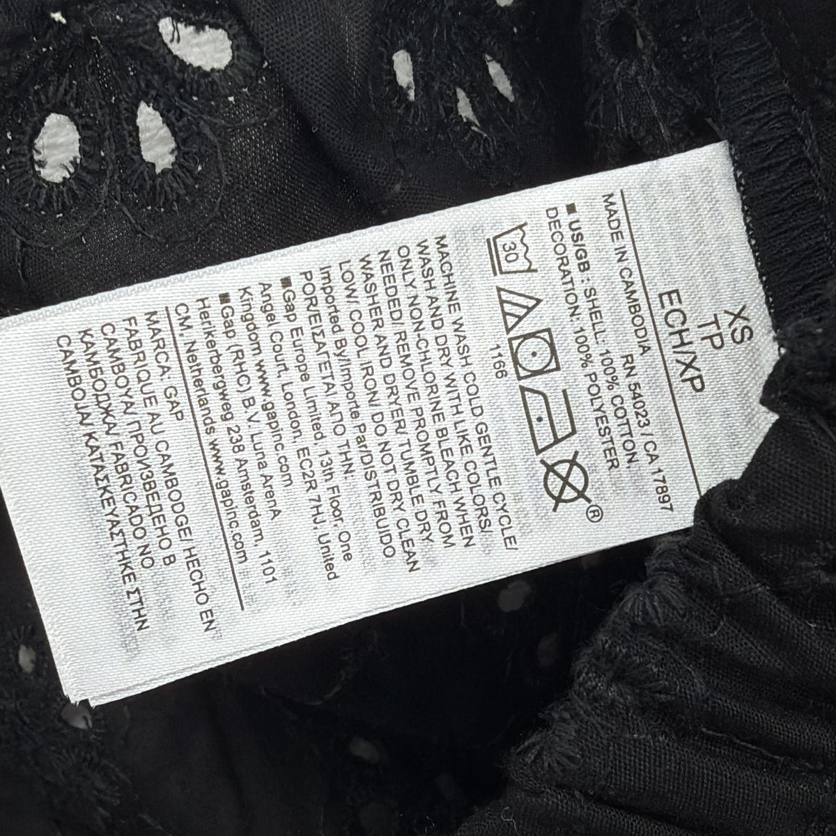 Gap Body XS Pajama Shorts Womens Black Eyelet Cotton Poplin PJ Sleep New NWT