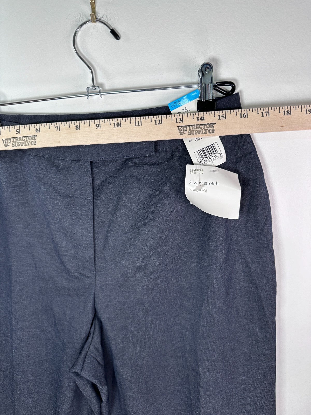 NWT Marks and Spencer Pants Gray Straight Leg Stretch UK 14 US 10 Long Womens