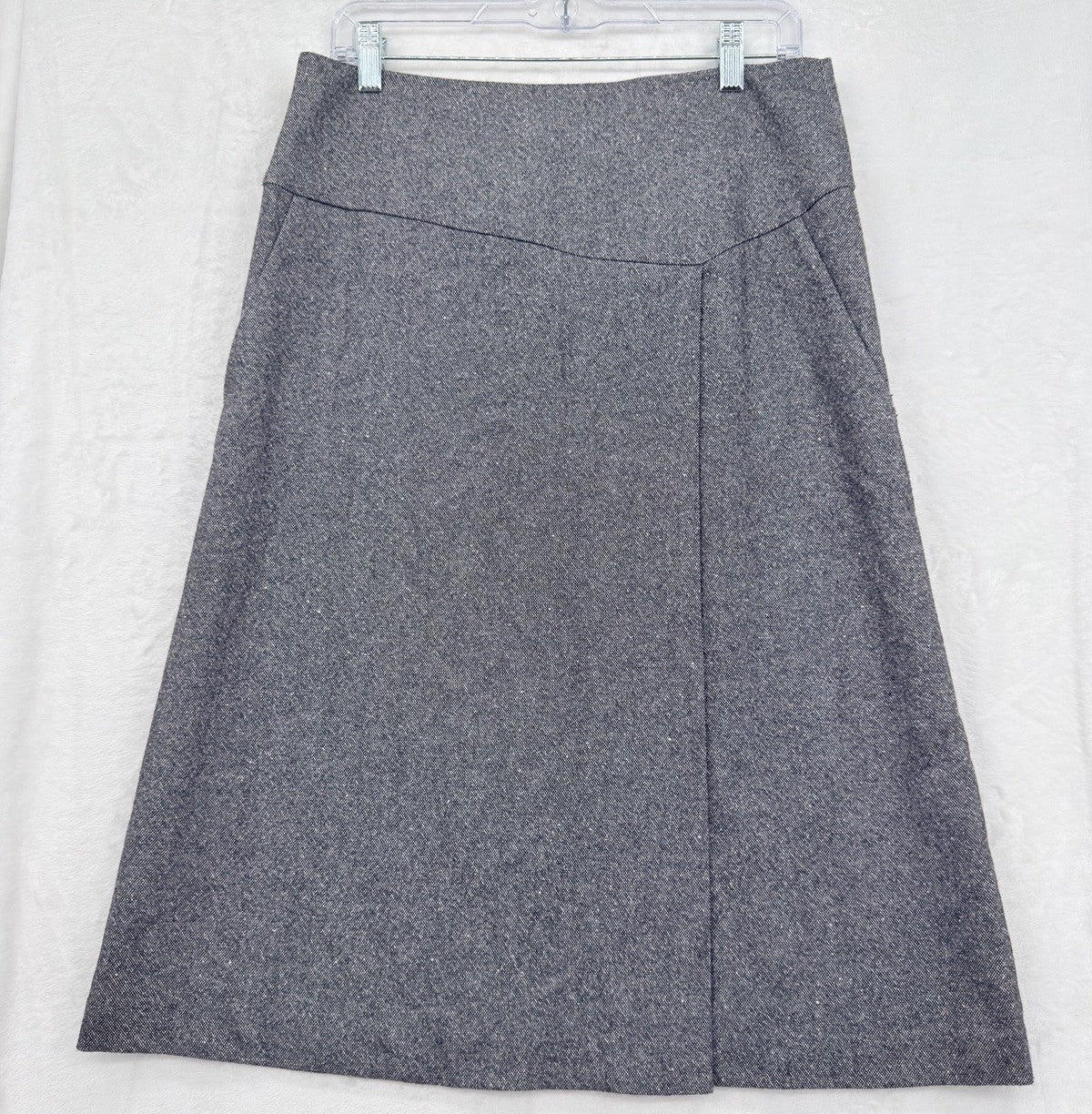 Talbots A Line Skirt 6 Gray Wool Blend Midi Lined Womens