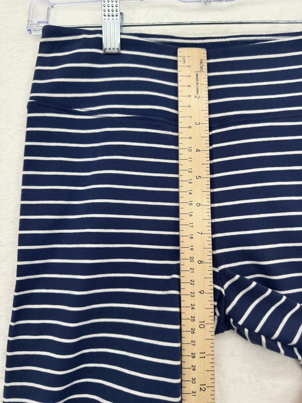 J Crew Cropped Leggings Small Womens Navy White Stripe Cotton Blend Knit