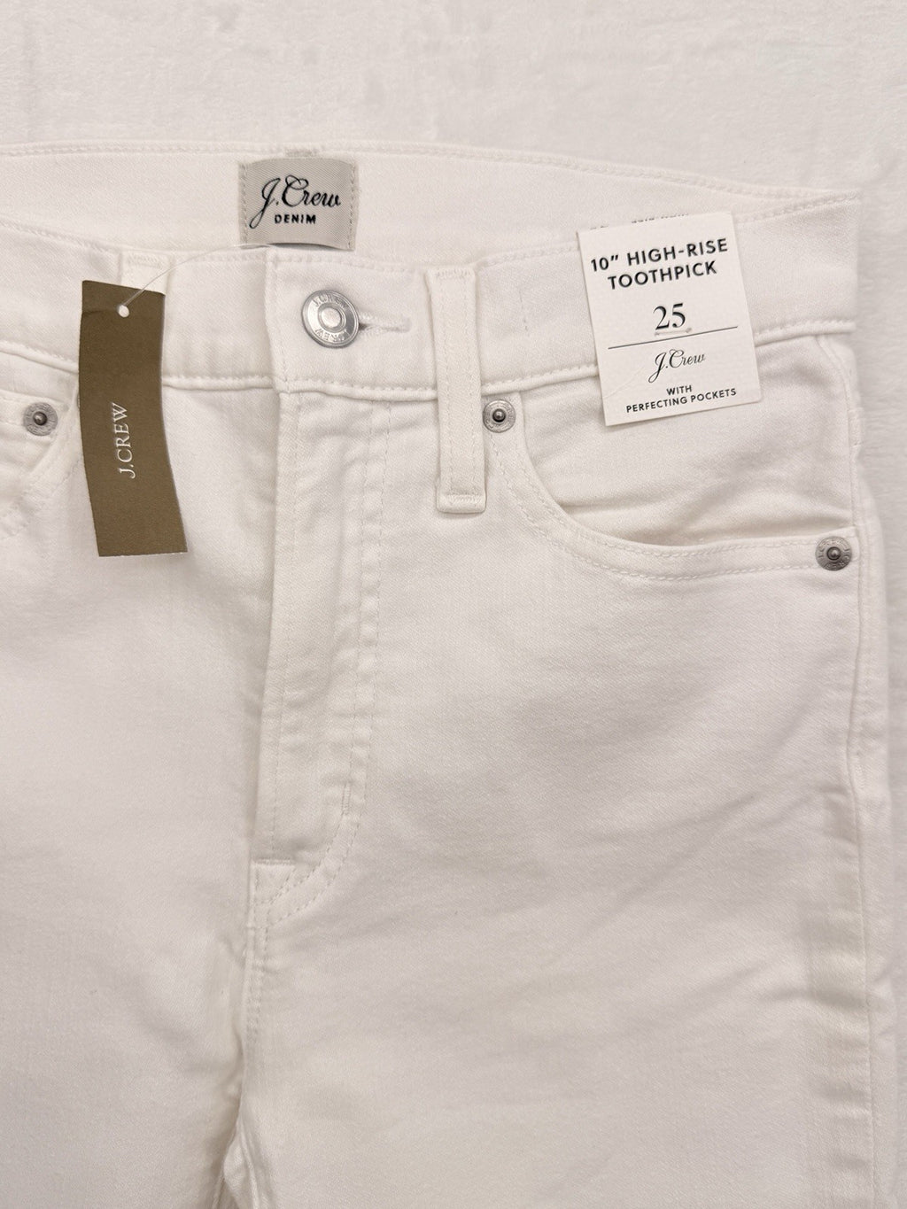 J Crew High Rise Toothpick Jeans 25 White Raw Hem 10” Womens Denim New NWT