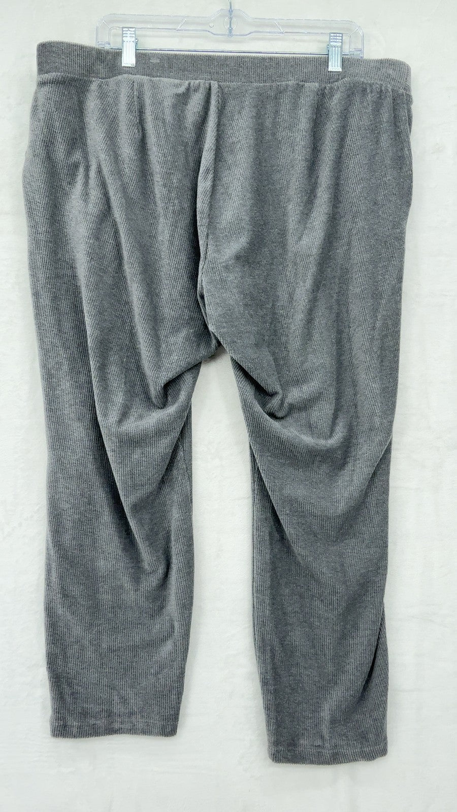 Lands End Sport Knit Straight Leg Corduroy Pants 2XL Womens Gray Stretch Ribbed