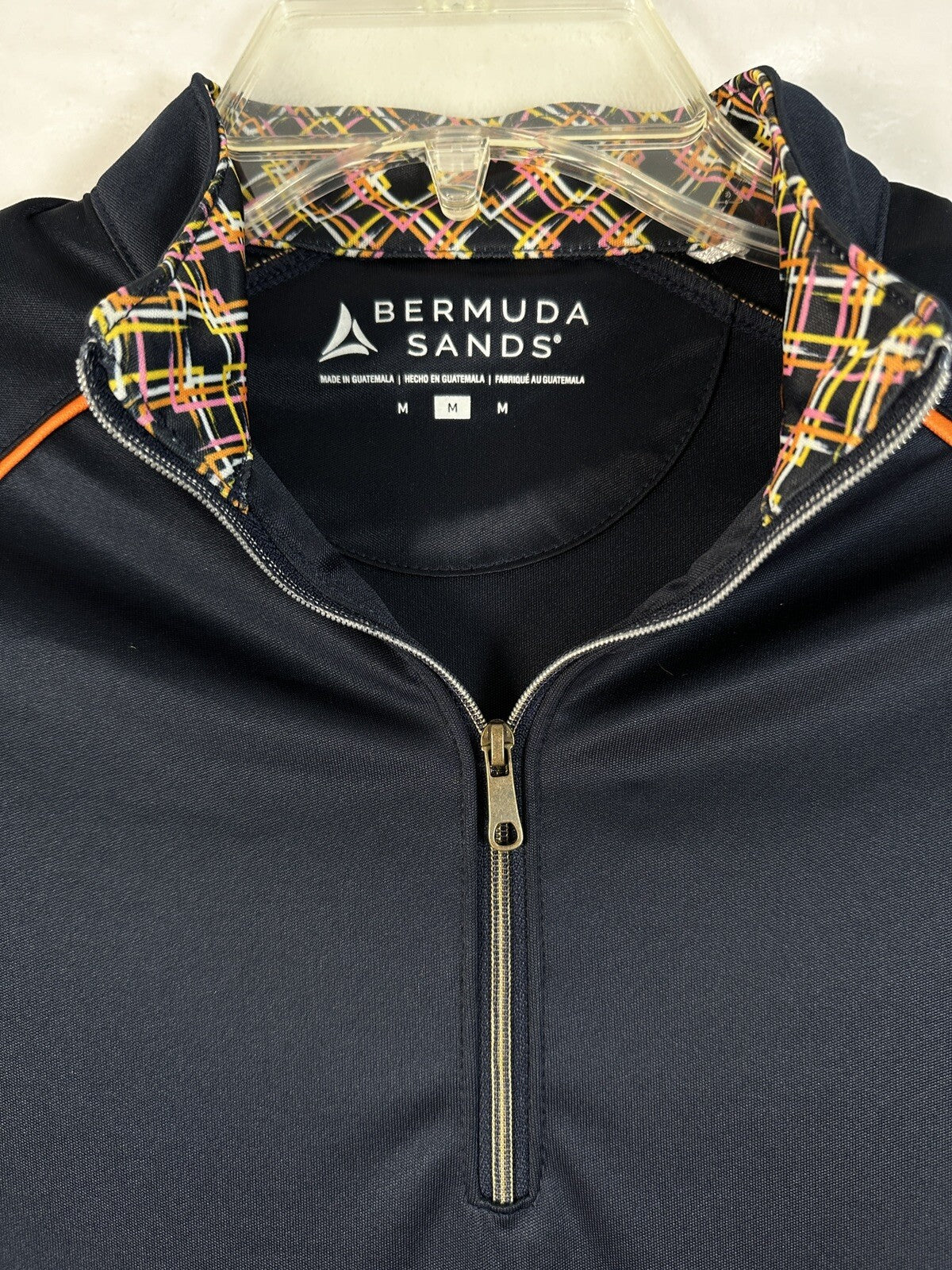 Bermuda Sands Womens Golf 1/4 Zip Medium Colorblock Navy Blue Top