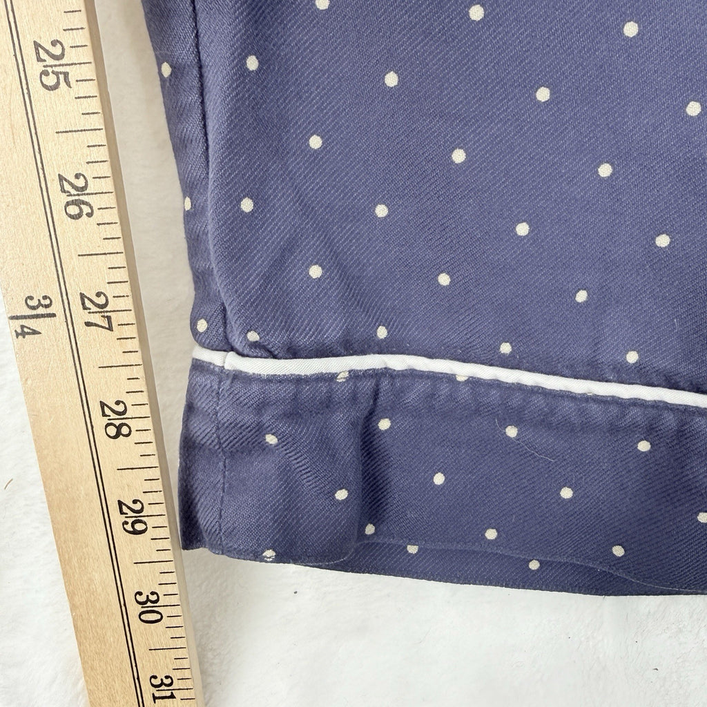 LL Bean Pajama Pants Womens Large Blue Polka Dot 100% Cotton Knit