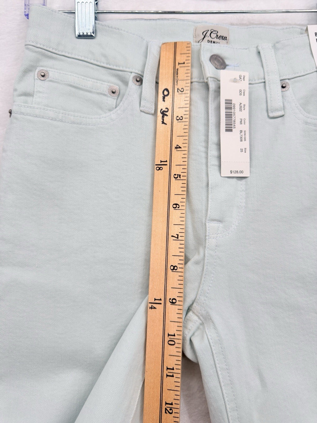 J Crew Billie Demi Boot Crop Jeans 25 Light Green Denim Womens New NWT