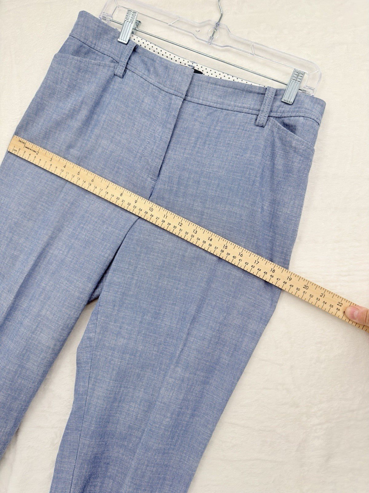 Talbots Perfect Crop Pants 8 Petite 8P Blue Chambray Cropped 100% Cotton Womens