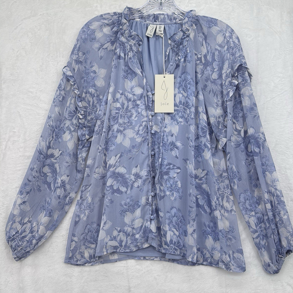 Joie Womens Tops Small Long Sleeve Blue Black Floral Print Blouse Lot New NWT