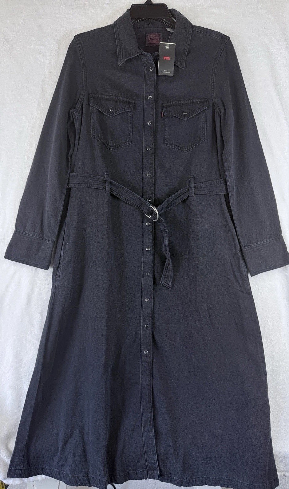 Levis Dress XS Womens Maxi Quincey Long Sleeve Maxi Snap Front Long Sleeve New