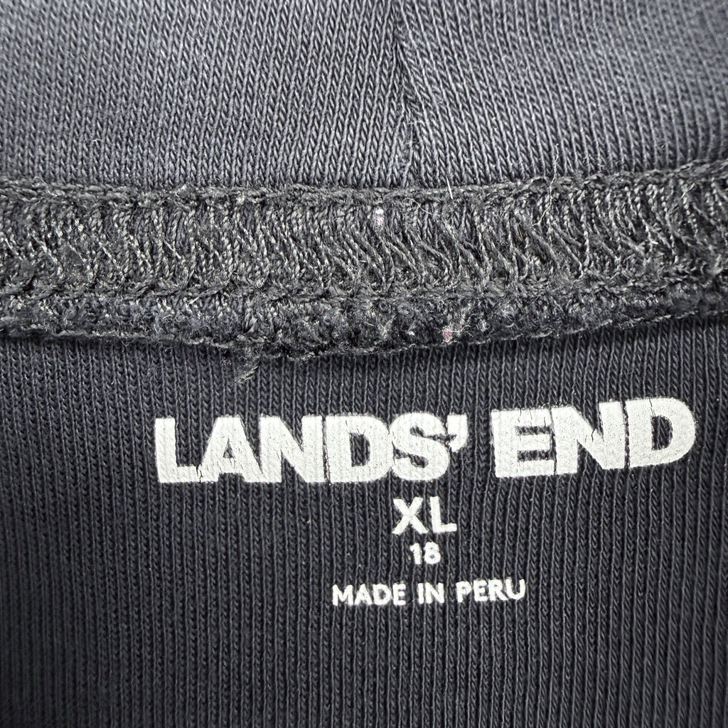 Lands End Turtleneck Women XL Black Pullover Knit Top 100% Cotton