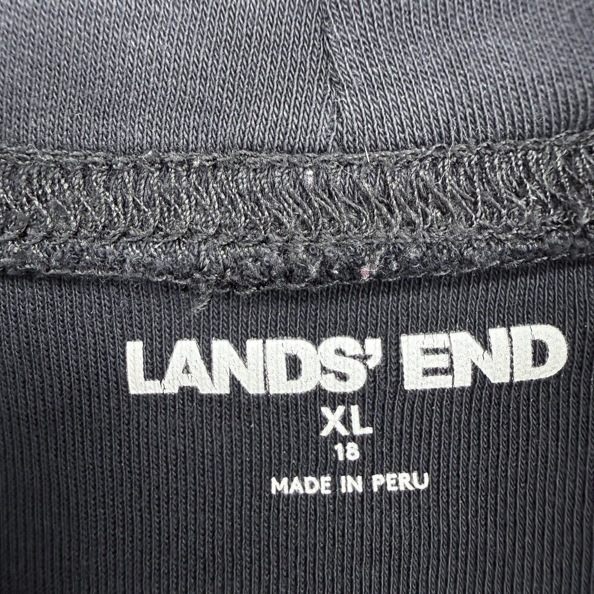 Lands End Turtleneck Women XL Black Pullover Knit Top 100% Cotton