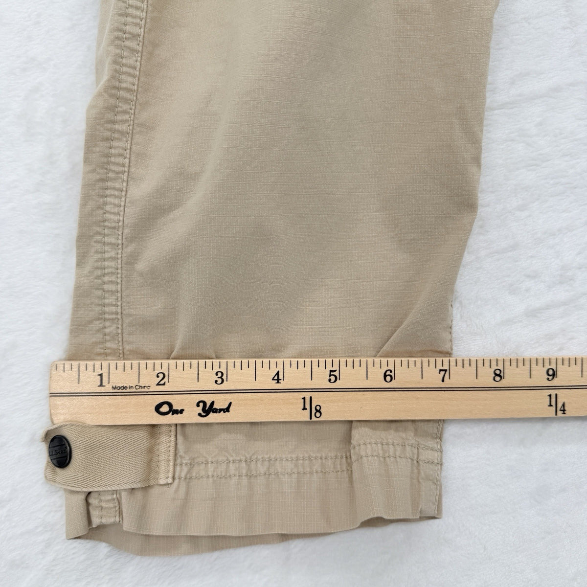 LL Bean Ripstop Capri Pants Medium Petite Womens Pull On Beige