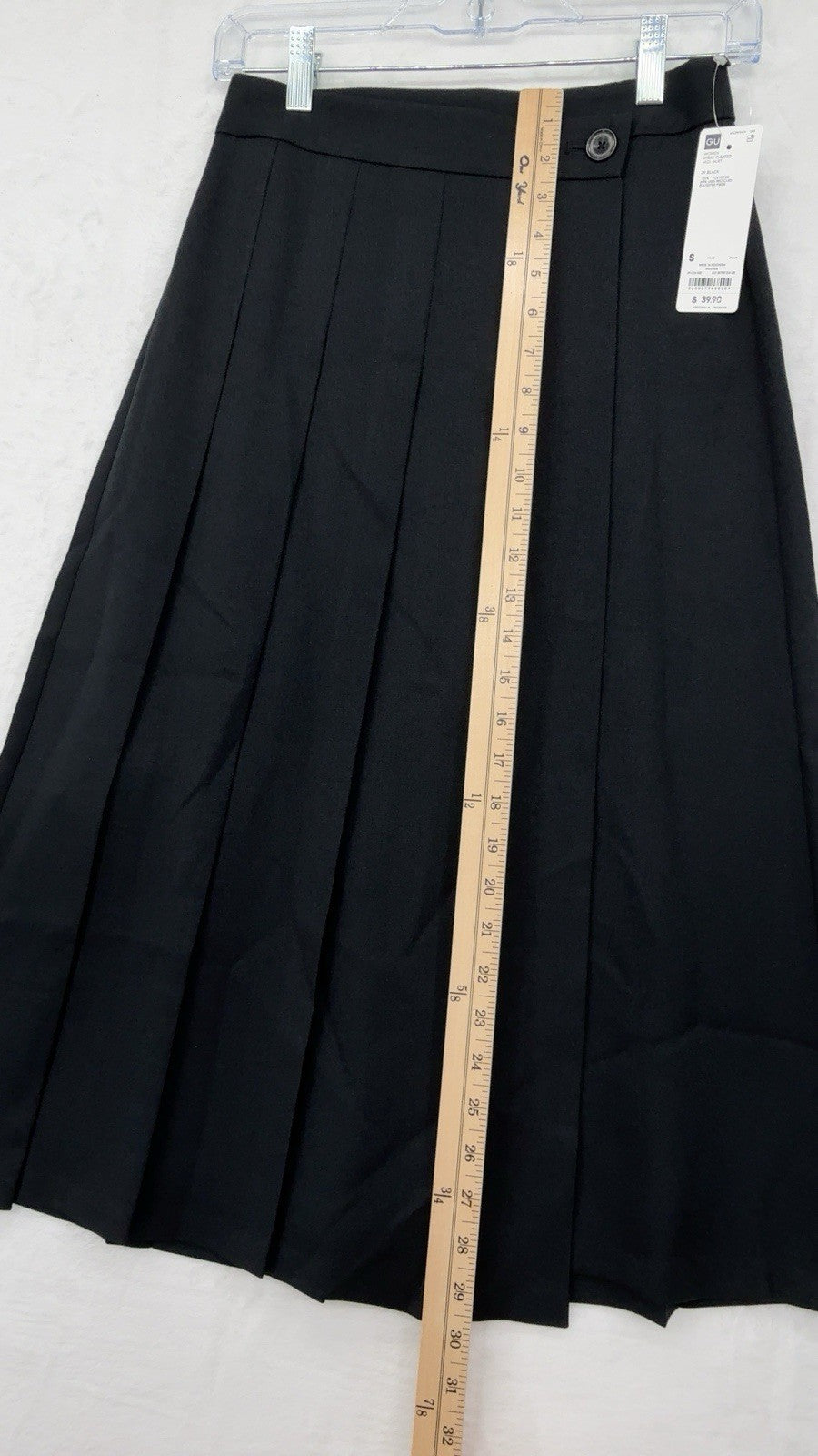 GU Wrap Pleated Midi Skirt Small Women Black Uniqlo Dark Academia New NWT