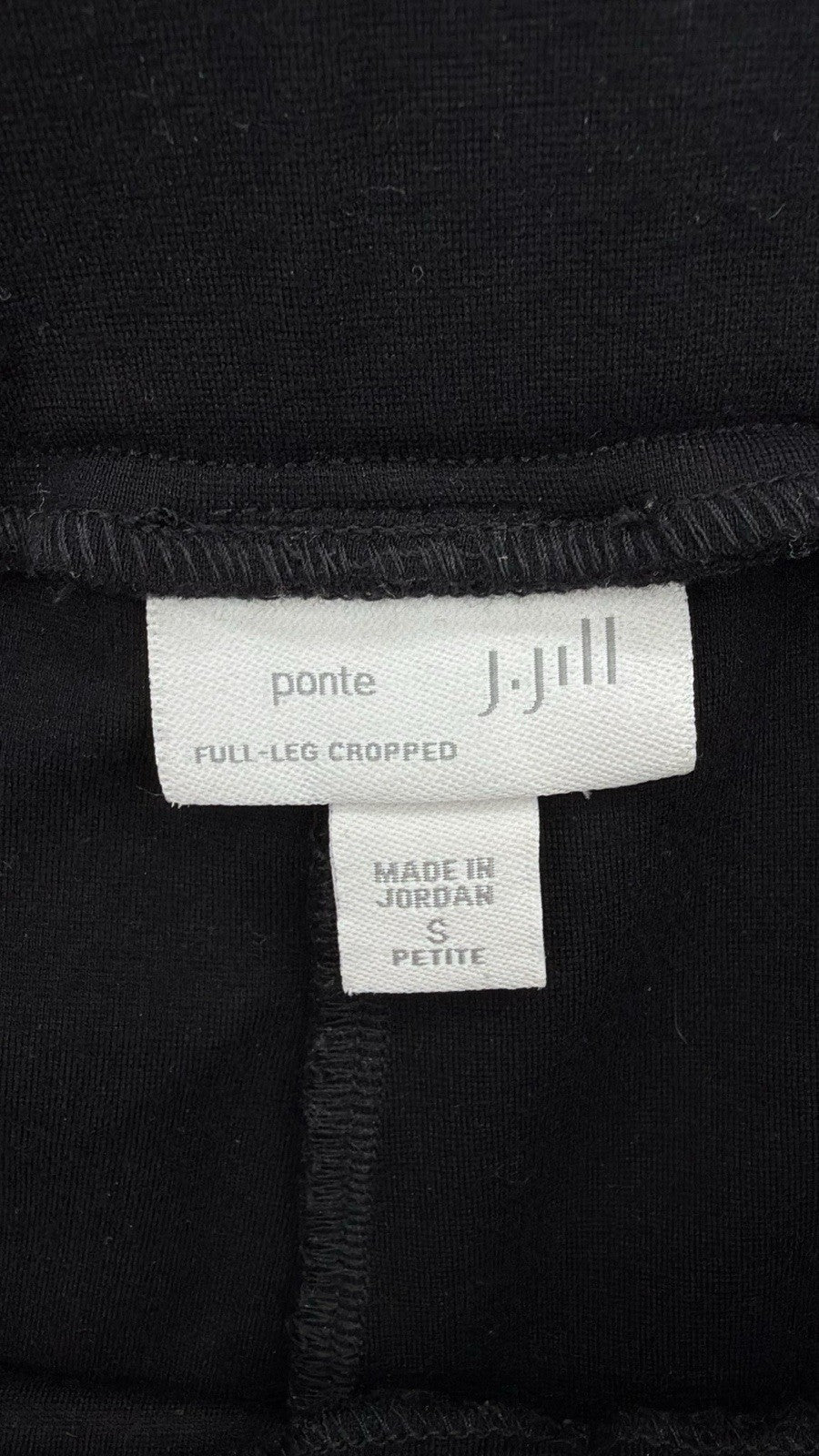 J Jill Ponte Full Leg Crop Pants Small Petite Black Knit Pull On Womens