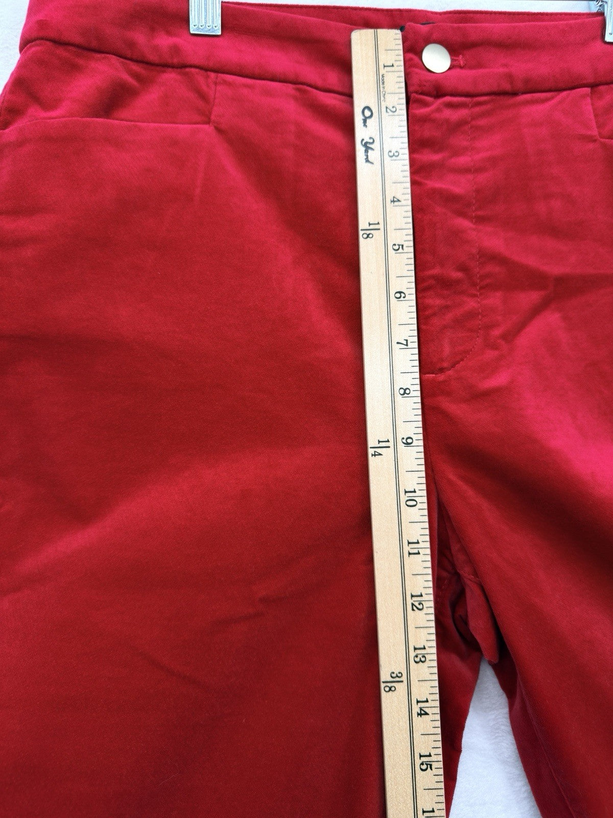 Talbots Straight Leg Velveteen Pants 12 Petite 12P Red 5 Pocket Womens