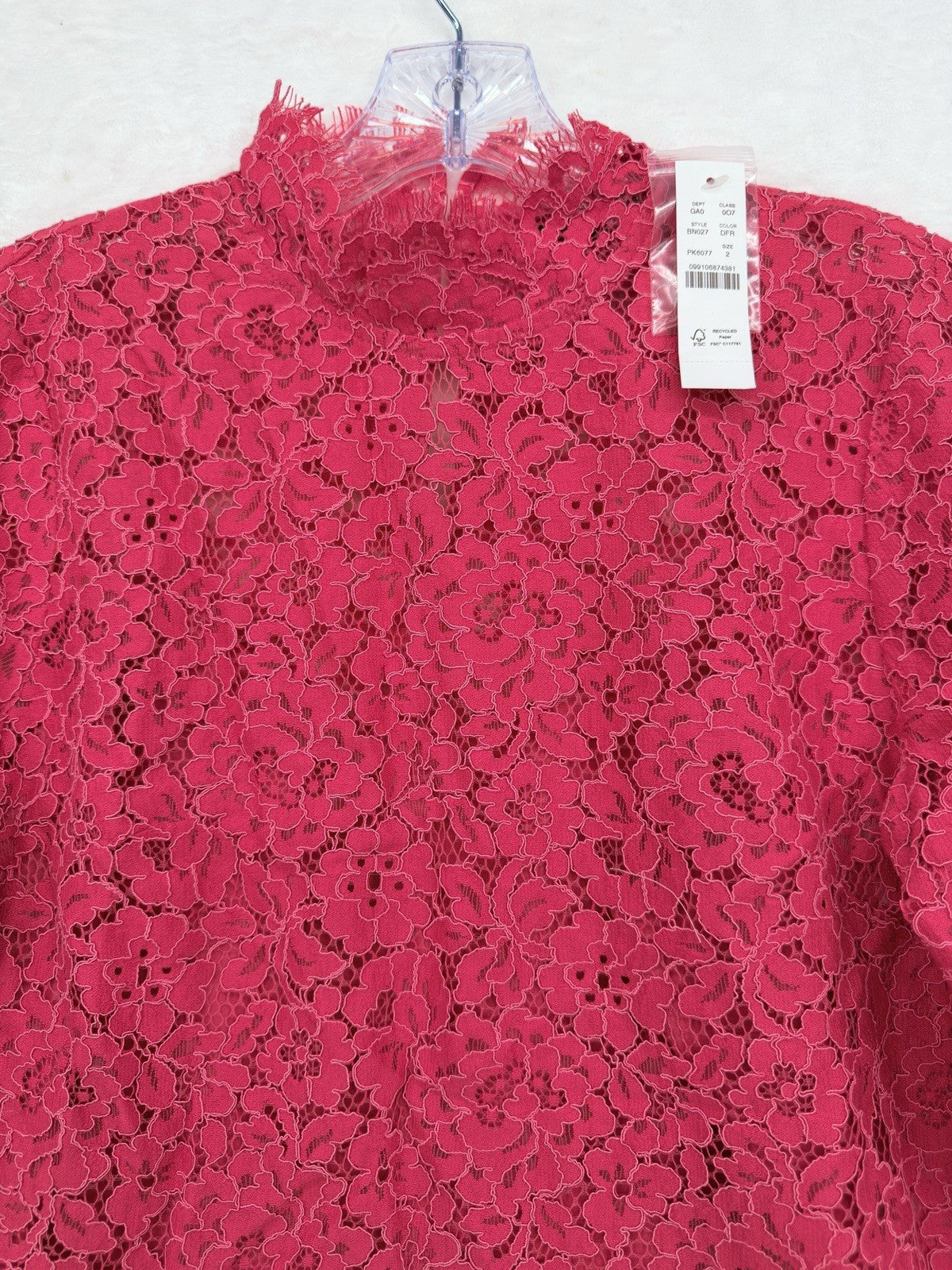 J Crew Womens Top 2 Pink Lace Long Sleeve Cami Set Mock Neck Scalloped New NWT