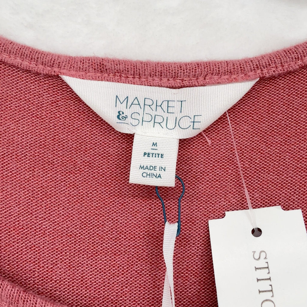 Stitch Fix Top Medium Petite Market & Spruce Pink Brushed Knit Womens New NWT