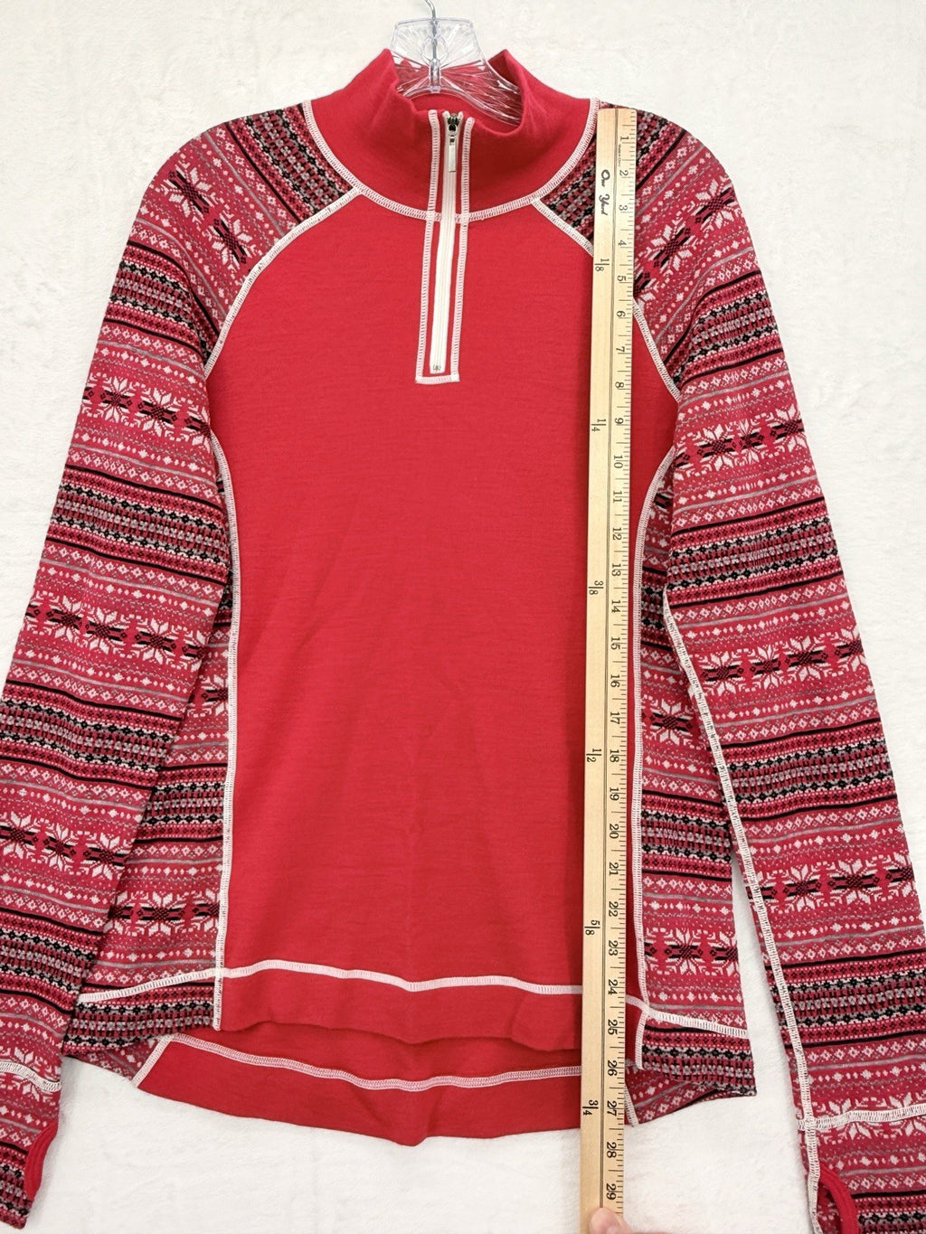 Dakini Sweater XL Womens Kini 100% Merino Wool 1/4 Zip Base Layer Fair Isle Ski