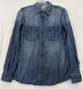 LL Bean Signature Denim Shirt Womens 2 Blue Long Sleeve Button Down
