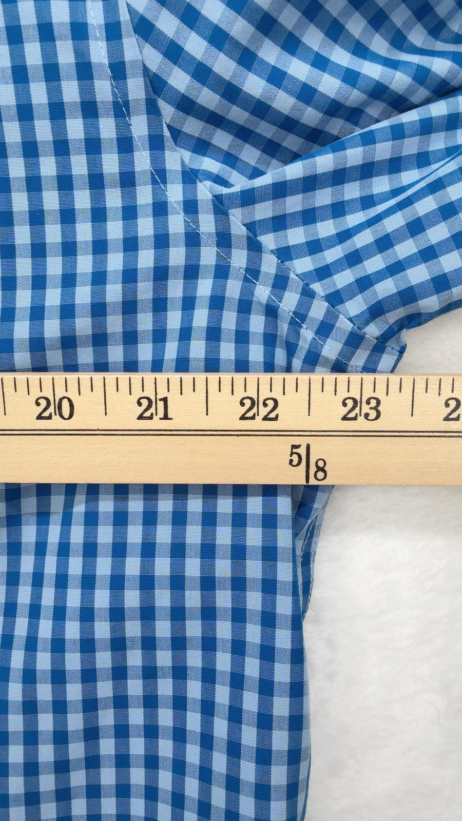 LL Bean Shirt Large Slightly Fitted Button Down Mens Blue Gingham Long Sleeve
