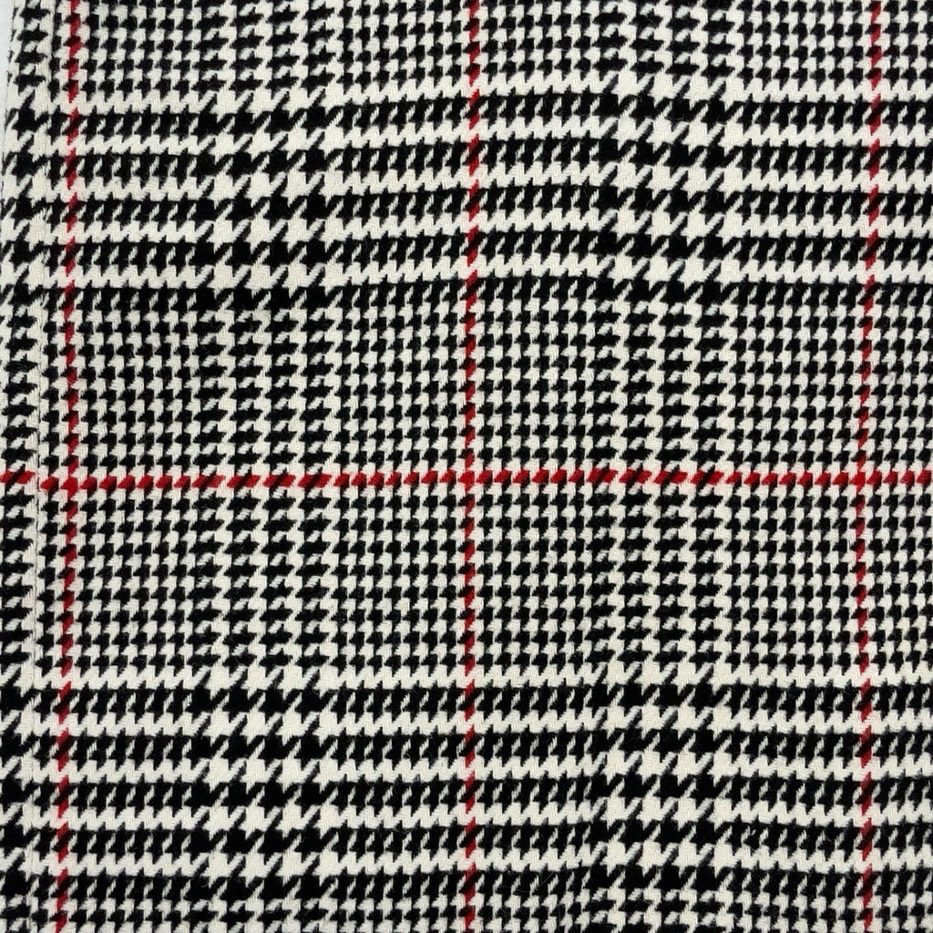 Talbots Skirt Size 12 Houndstooth Plaid Wool Blend Black Red Pencil A Line