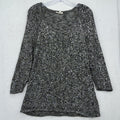 Eileen Fisher Linen Blend Sweater XL Womens Gray Shimmer Karma Stitch Open Knit