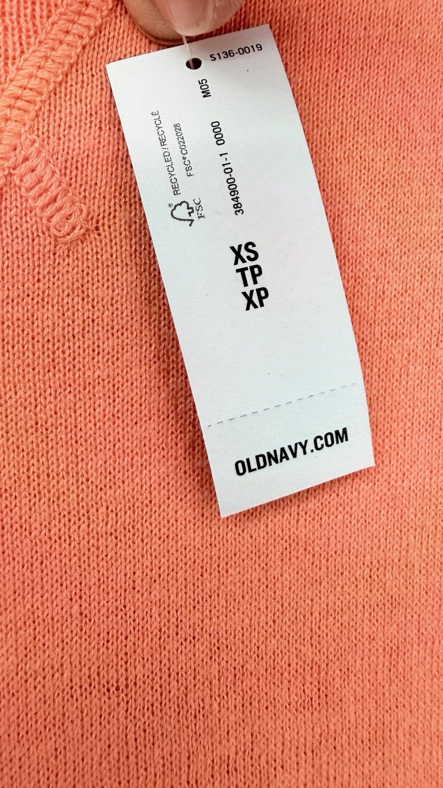 Old Navy Sweater XS Womens 100% Cotton Long Roll Tab Sleeve Orange New NWT