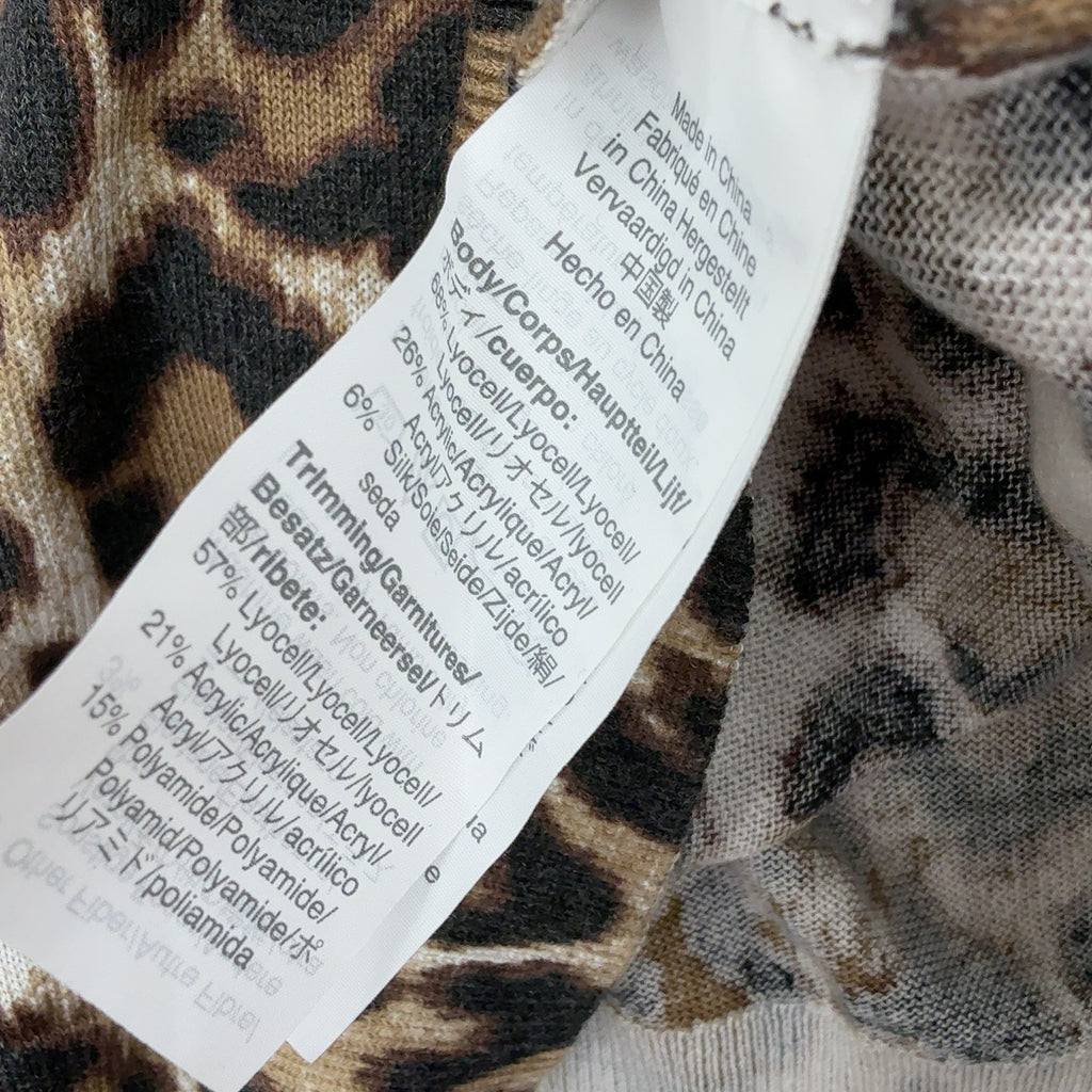 J Crew Silk Blend Sweater XS Womens Leopard Print Top Long Sleeve