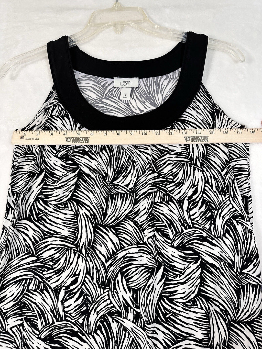 Ann Taylor LOFT Dress Small Sleeveless Black White Palm Tree Print A Line