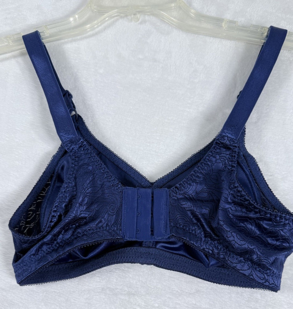 Bali Bra 34C 3372 Double Support Satin Blue Womens Unlined Wireless
