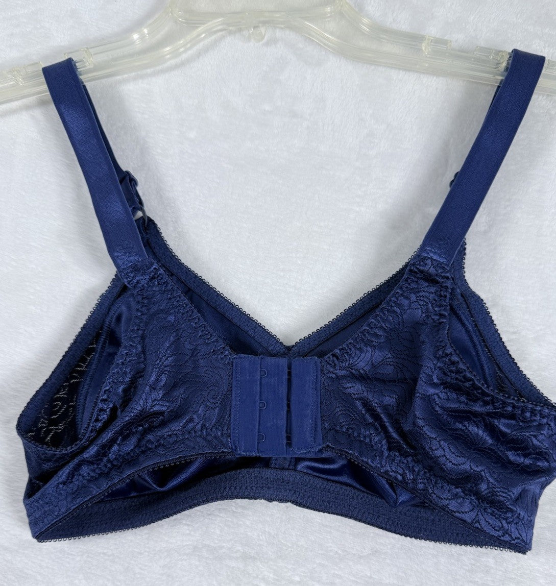 Bali Bra 34C 3372 Double Support Satin Blue Womens Unlined Wireless