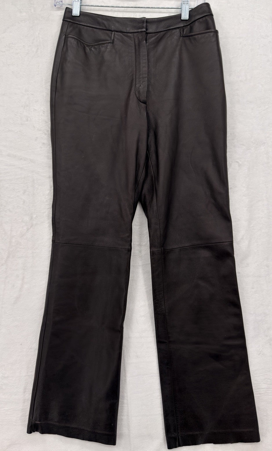 Classiques Entier Leather Pants 6 Petite Womens Brown Lined Straight Leg 6P