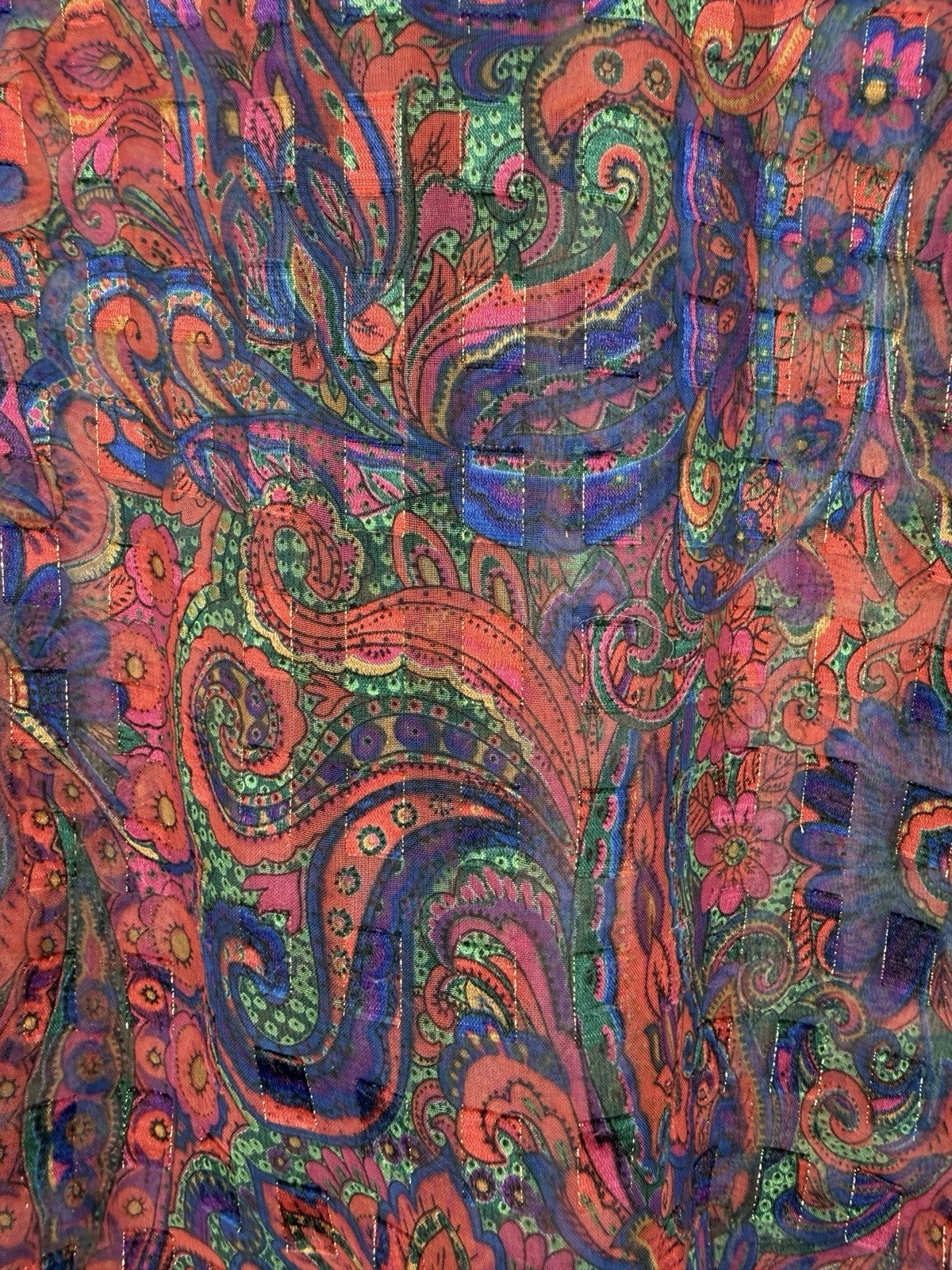 Vintage Victoria's Secret Gold Label Large Purple Paisley Sheer Top 80s Pajama