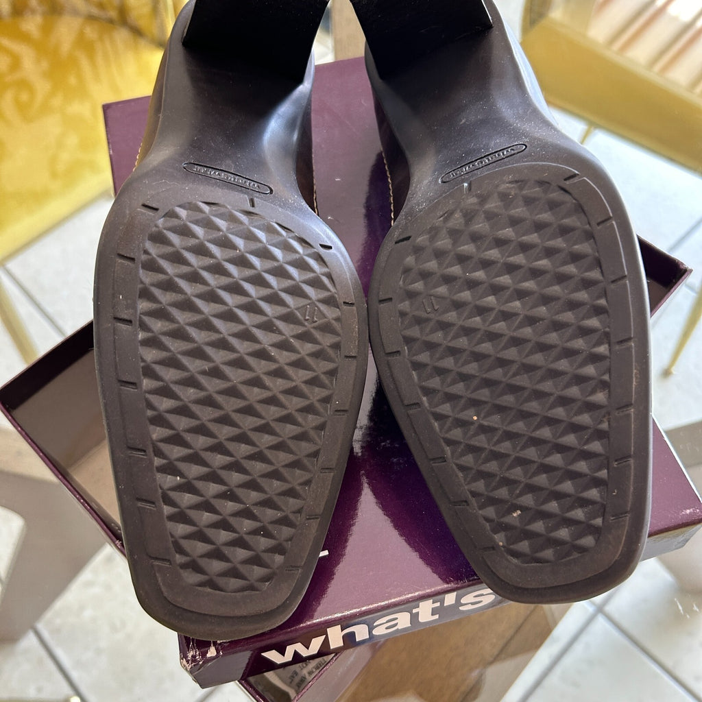 Aerosoles Women's 11 Brown Leather Block Heels Loafers Shoes Square Toe