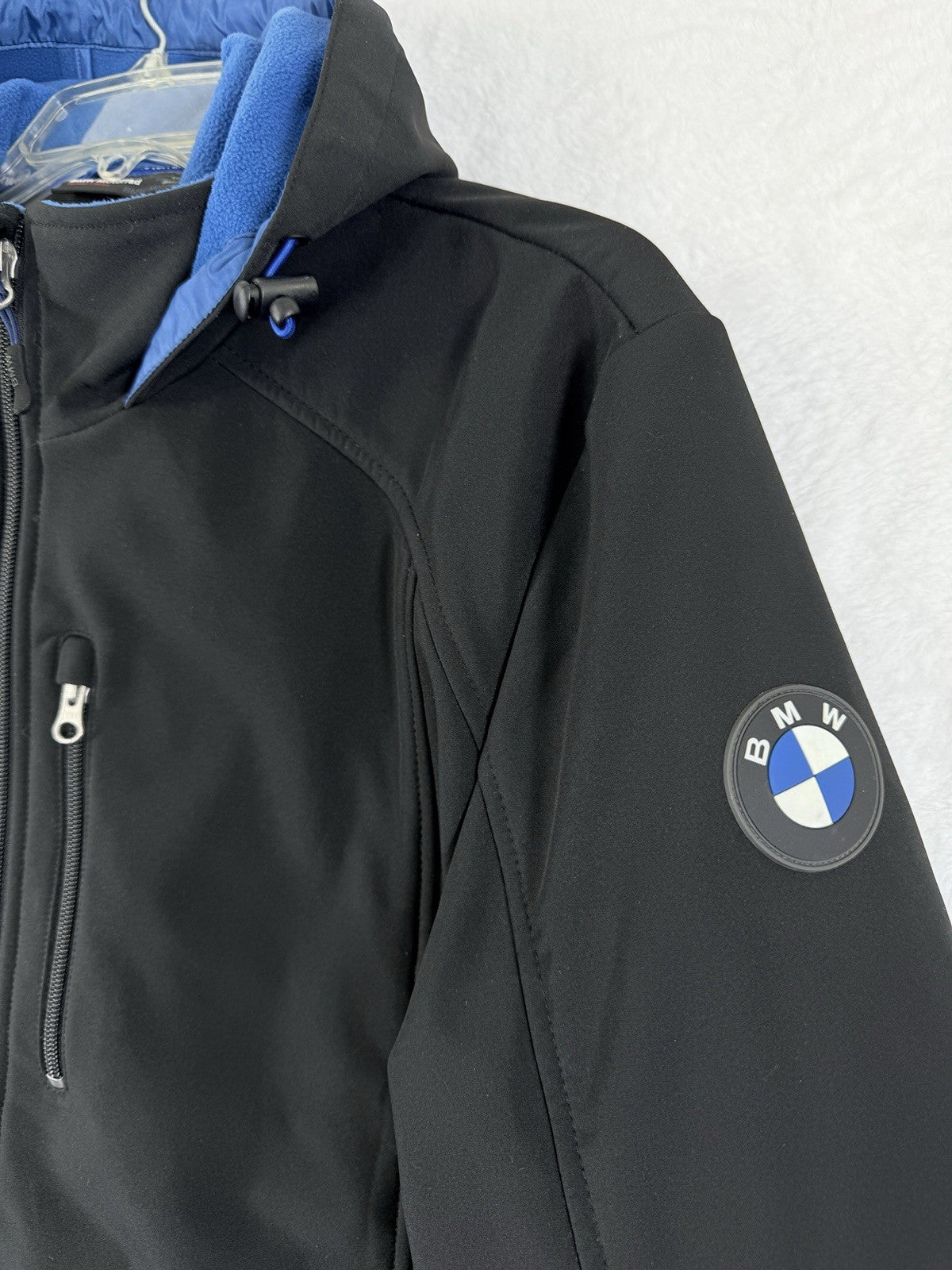 BMW Motorrad Jacket Men 48 Medium Softshell Black Hooded Motorcycle