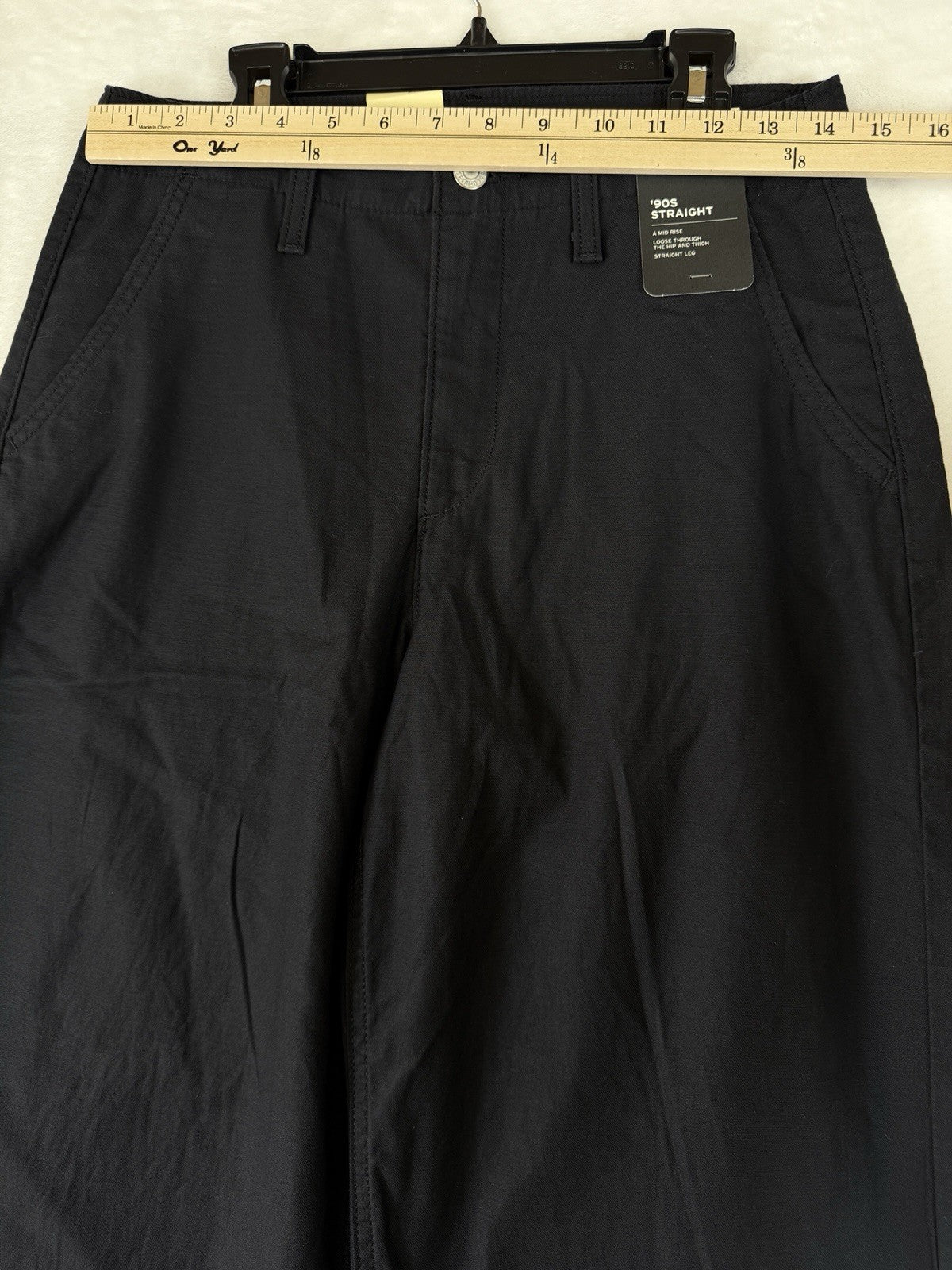 Levis 90s Straight Leg Pants 27 Womens Black 27x28 100% Cotton Mid Rise New NWT