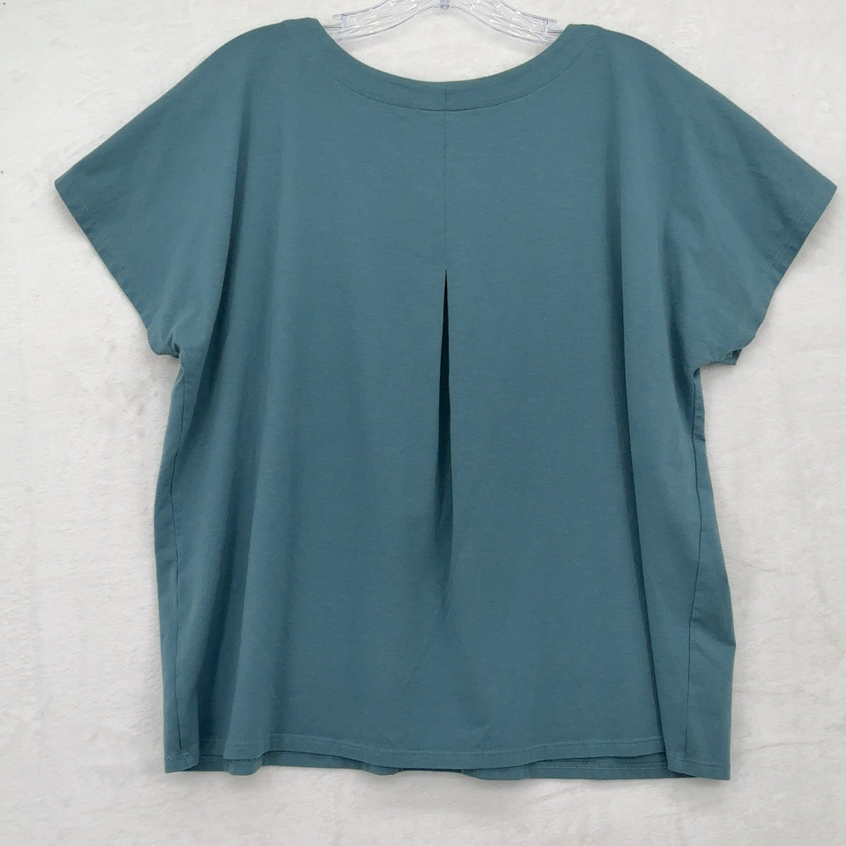 J Jill Top Luxe Supima Scoop Neck Tee Large Petite Womens Blue Short Sleeve