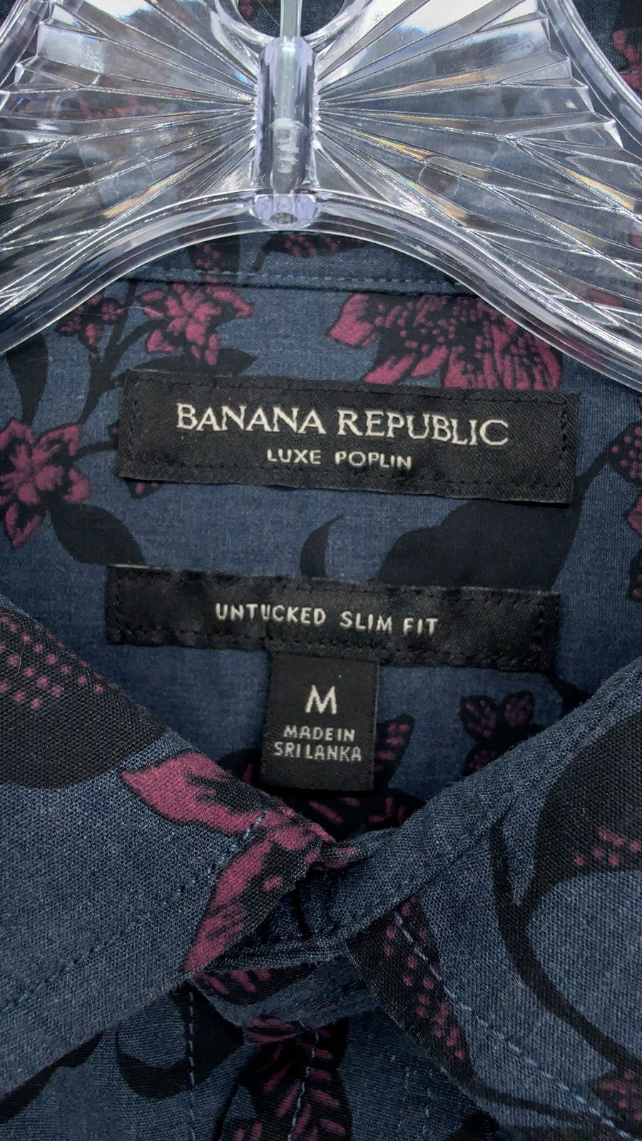 Banana Republic Luxe Poplin Untucked Slim Fit Button-Up Shirt Medium Mens