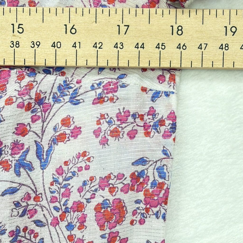 J Crew Top XXS Iris Block Print Popover Tunic Long Sleeve Floral Print Cotton