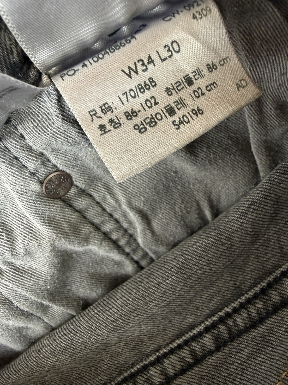 Levis 502 Taper Fit Jeans 34x30 Men’s Stretch Black Gray Levi’s
