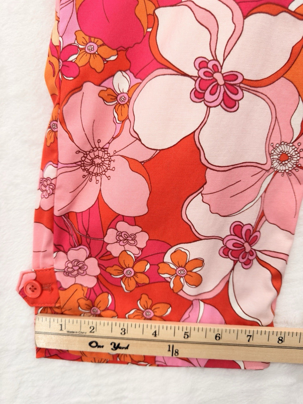 Talbots Perfect Crop Pants 12 Curvy Pink Orange Floral Print Womens